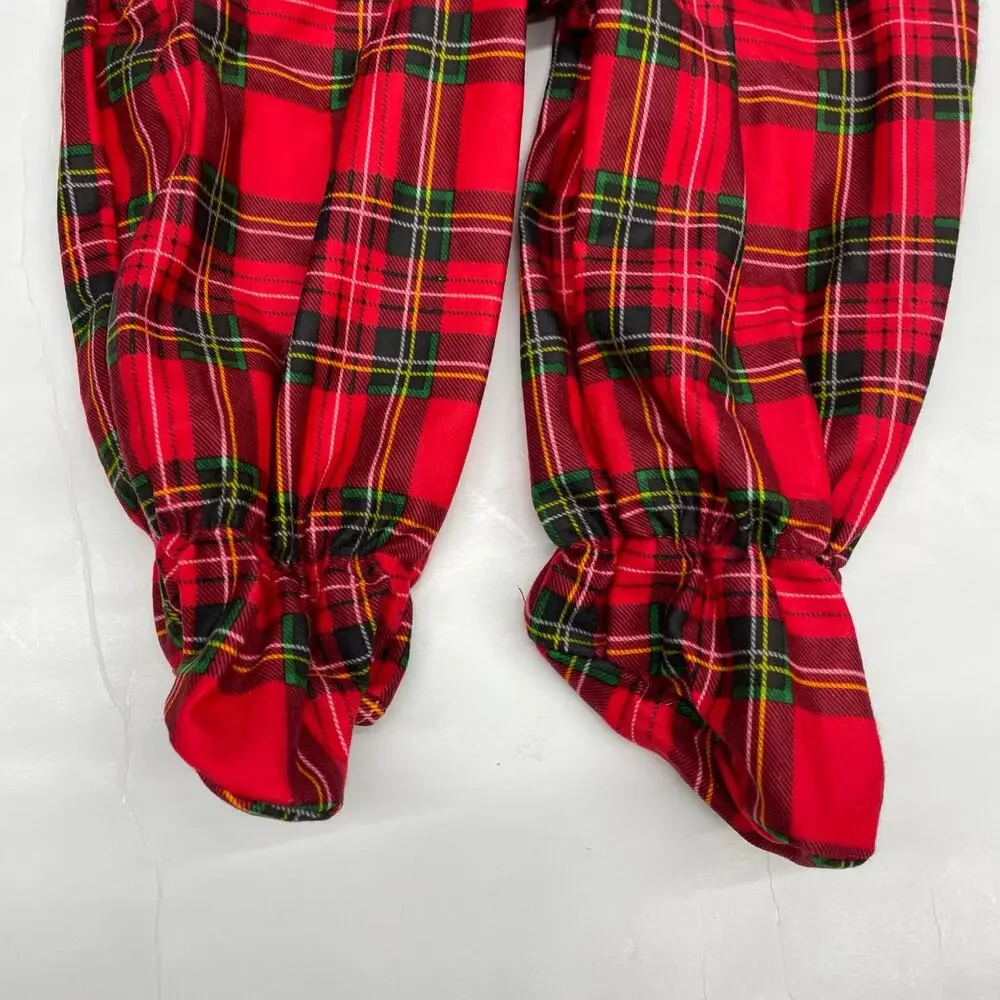 NWT Tom & Jerry 9M Red Plaid Footie PJs